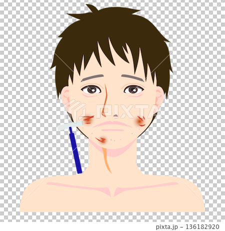 剃刀負けに悩む素肌の男性 136182920