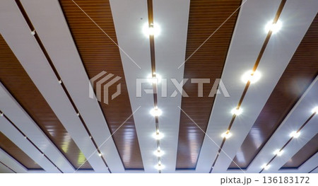 Modern Interior Ceiling Design with Recessed LED Lighting 136183172