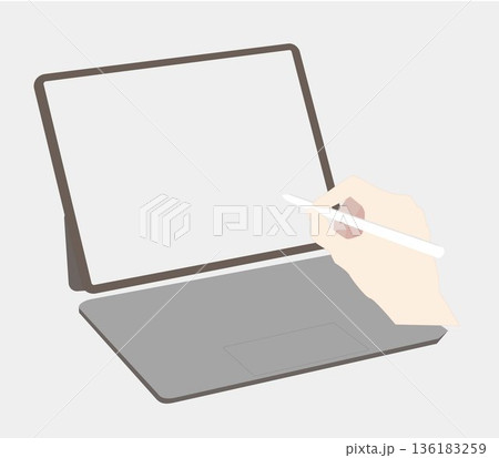 タブレットモックアップ_ペン入力する手 タブレットモックアップ_ペン入力する手 136183259