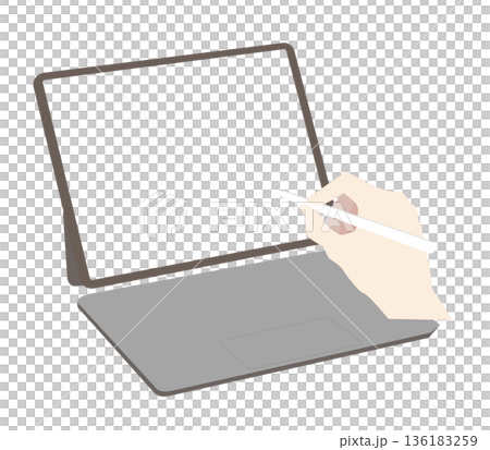 タブレットモックアップ_ペン入力する手 タブレットモックアップ_ペン入力する手 136183259