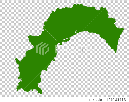 高知県の地図(グリーン) 高知県の地図(グリーン) 136183418