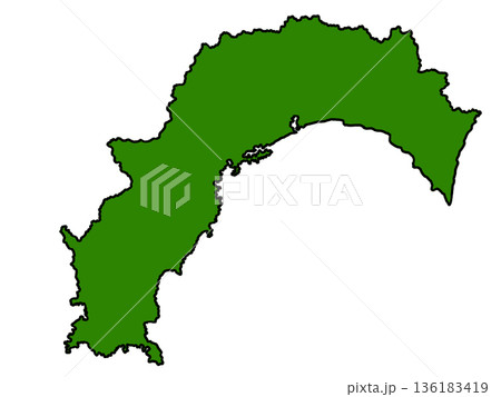 高知県の地図（縁取りグリーン） 136183419