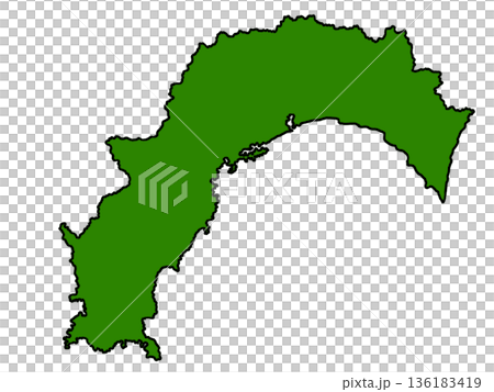高知県の地図（縁取りグリーン） 136183419