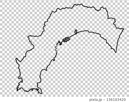 高知県の地図（白地図） 136183420
