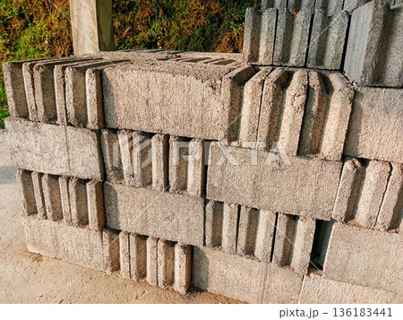 neatly arranged pile of bricks image neatly arranged pile of bricks image 136183441