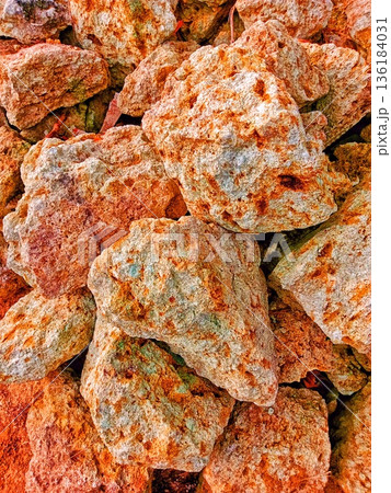 image of a pile of orange limestone image of a pile of orange limestone 136184031