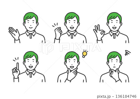 私服男性,ジェスチャーポーズセット 136184746