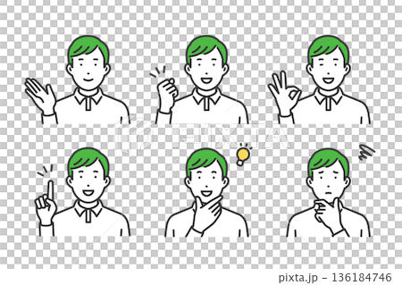 私服男性,ジェスチャーポーズセット 136184746