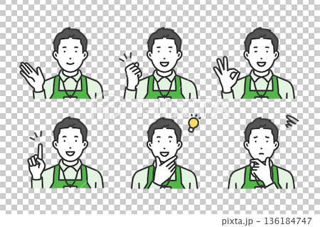 男性店員，手勢姿勢集 136184747