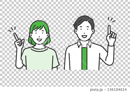 指をさす,クリエイター私服男女 136184814