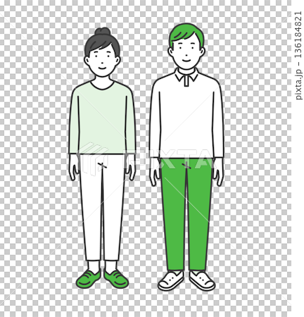 Life size, plain clothes men and women 136184821