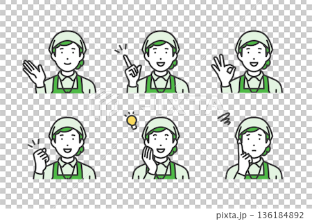 Female store clerk, gesture pose set 136184892
