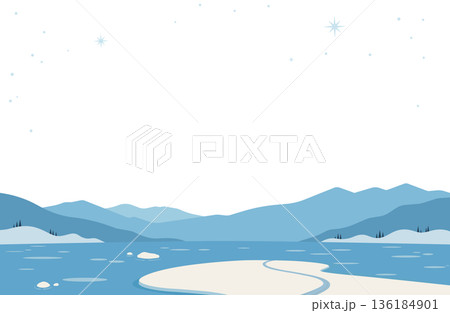 冬山と岬の背景フレーム 136184901