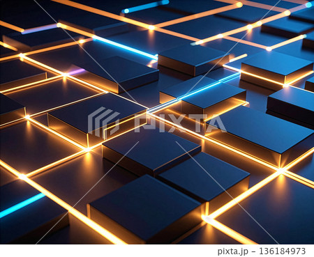 光る光のある抽象的な分岐する道、意思決定と不確実性のコンセプト 136184973