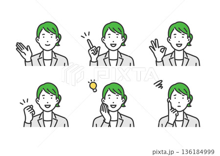 スーツ女性,ジェスチャーポーズセット	 136184999