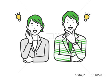 ひらめく,スーツ男女 136185008