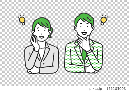 ひらめく,スーツ男女 136185008