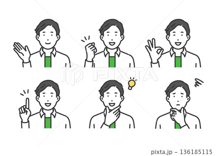 クリエイター男性,ジェスチャーポーズセット 136185115