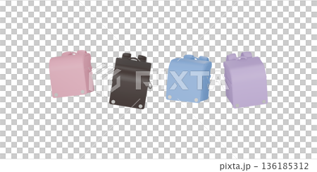 カラフルなランドセルの3Dイラスト 136185312