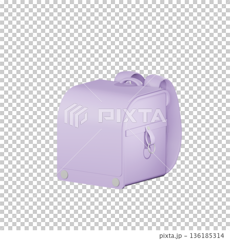 紫のランドセルの3Dイラスト 136185314