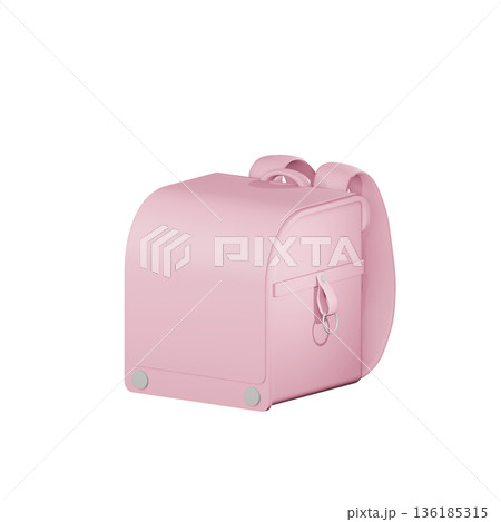 ピンクのランドセルの3Dイラスト 136185315