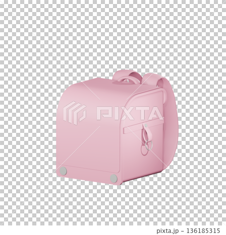 ピンクのランドセルの3Dイラスト 136185315