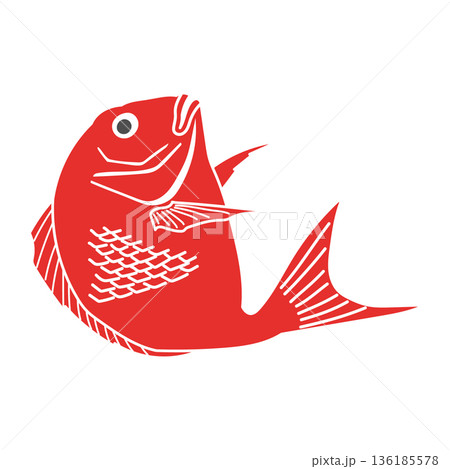 赤い鯛のイラスト ベクター 透過背景 白背景 和風 魚 正月 縁起物 海の幸 海鮮 挿絵 タイ 赤い鯛のイラスト ベクター 透過背景 白背景 和風 魚 正月 縁起物 海の幸 海鮮 挿絵 タイ 136185578