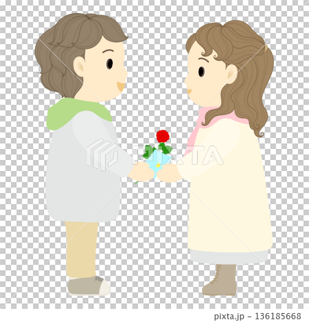 White Day_Man giving a gift to a woman 136185668