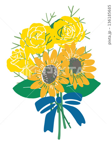 父の日の花束ベクターイラスト｜6月の感謝ギフト・広告に使えるフラワーデザイン素材 136185685
