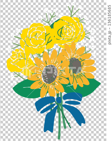 父の日の花束ベクターイラスト｜6月の感謝ギフト・広告に使えるフラワーデザイン素材 136185685