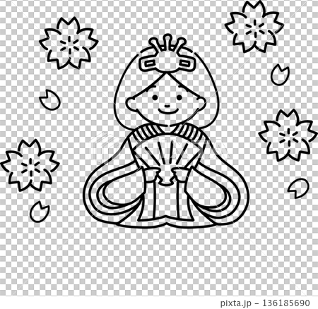 Hina dolls (line drawing) Hina dolls (line drawing) 136185690