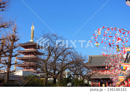 正月の浅草寺 136186181