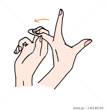 指のストレッチ矢印あり 136186189
