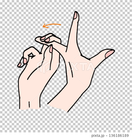 指のストレッチ矢印あり 136186189