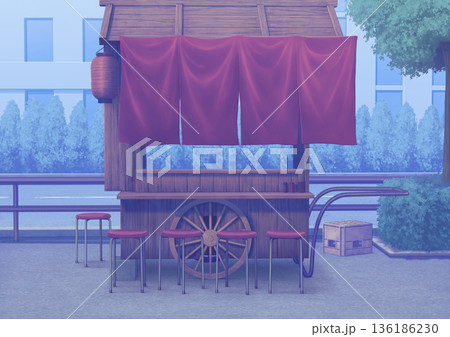 移動式屋台　背景イラスト01 136186230