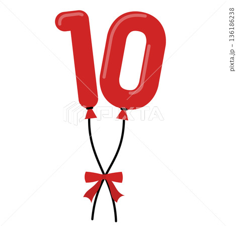 リボンで結んだ数字の風船 136186238