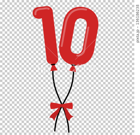 リボンで結んだ数字の風船 136186238