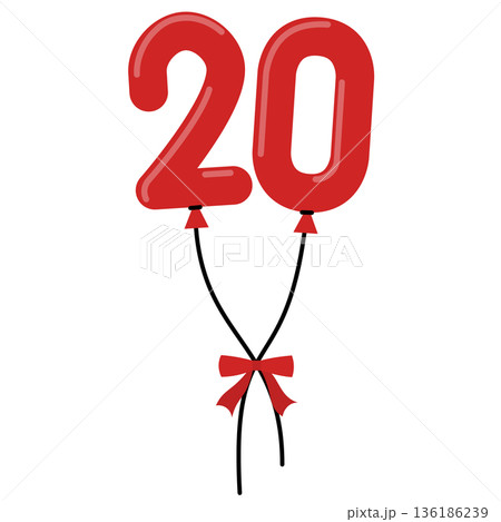 リボンで結んだ数字の風船 136186239