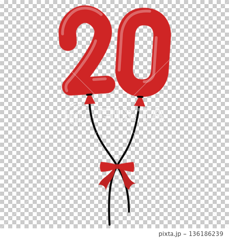 リボンで結んだ数字の風船 136186239