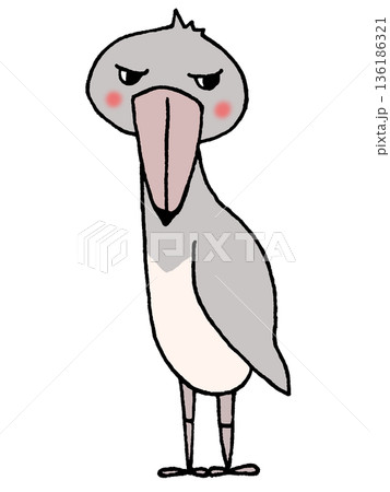 ハシビロコウのイラスト ハシビロコウのイラスト 136186321