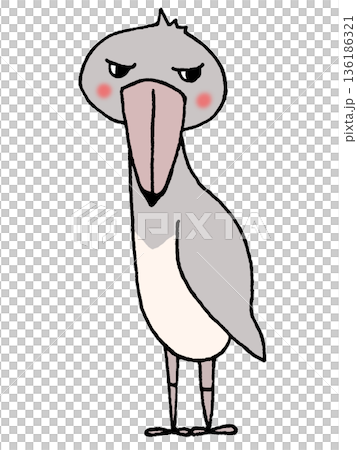 ハシビロコウのイラスト ハシビロコウのイラスト 136186321