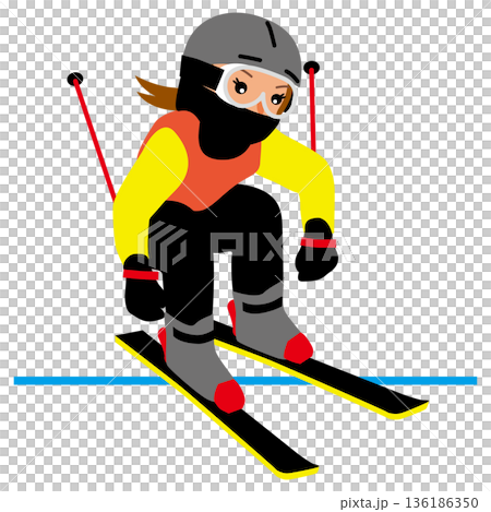 冬季運動比賽女子插畫 - 滑雪越野賽 01 冬季運動比賽女子插畫 - 滑雪越野賽 01 136186350