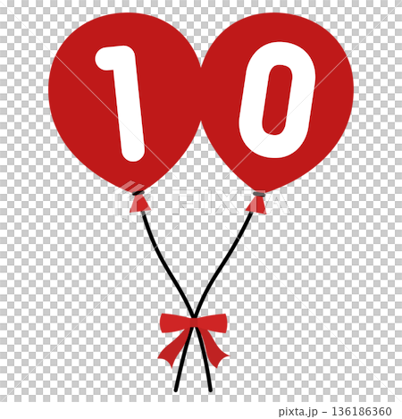 A cute round balloon with the number 10 inside 136186360