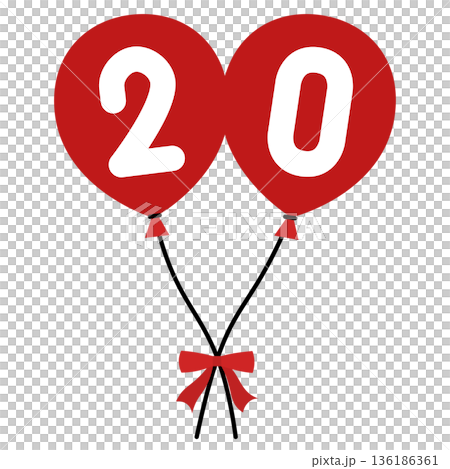 A cute round balloon with the number 20 inside 136186361
