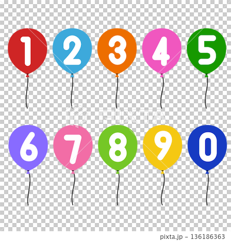 数字入りの可愛い風船 数字入りの可愛い風船 136186363