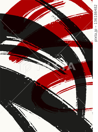 Abstract Black White and Red Ink Brush Strokes 136186482