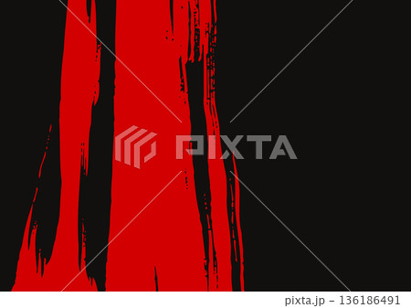 Japanese Red Ink Brush Stroke Vector Banner 136186491