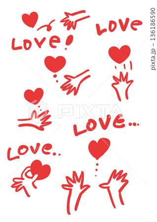 赤いハートのセット 136186590