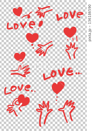 赤いハートのセット 136186590