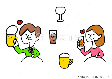 乾杯する男女 136186593